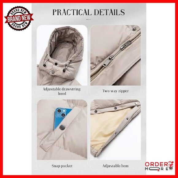 Women's Long Winter Puffer Parka Hooded Windproof Quilted Jacket Warm Thick - Picture 7 of 7